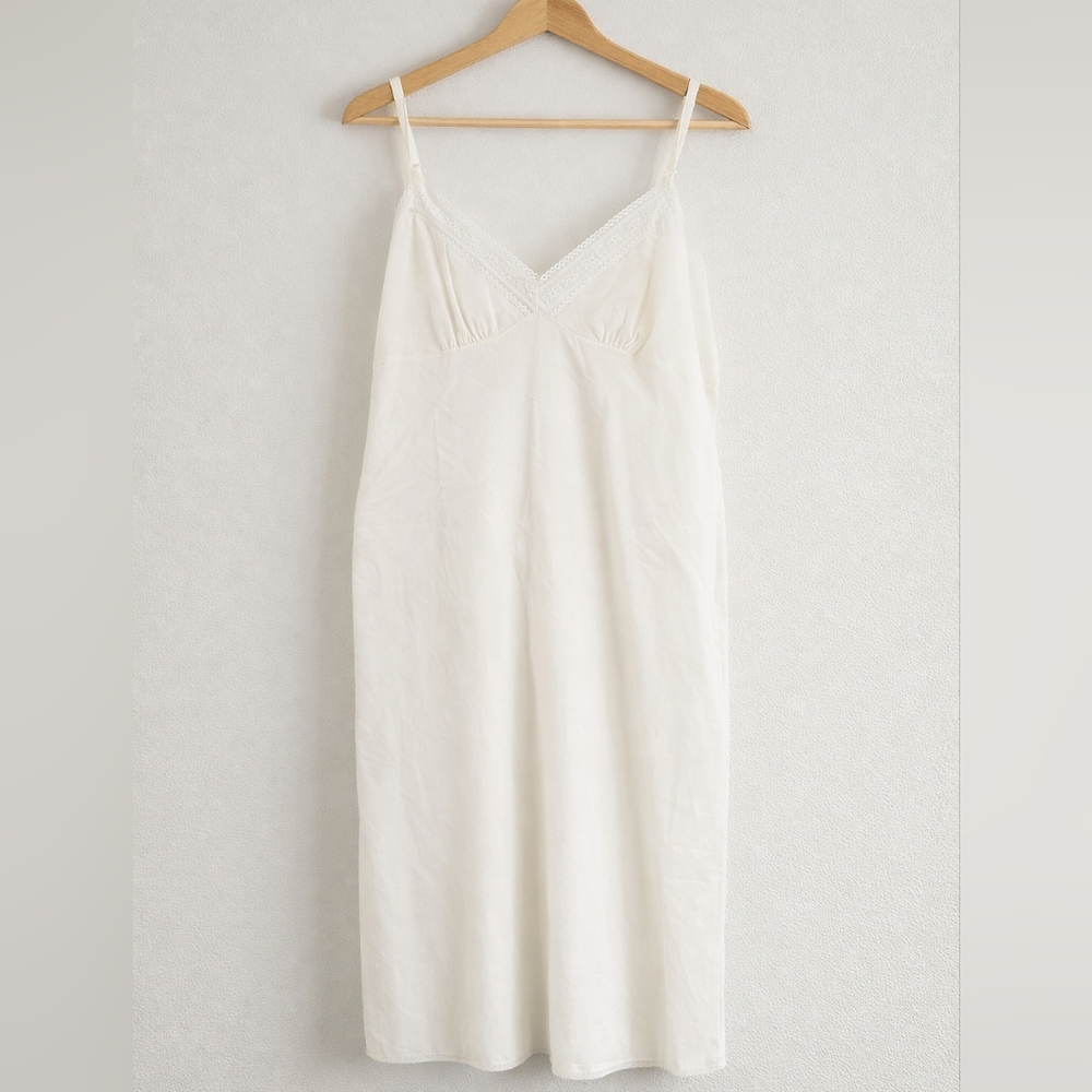 Vintage Ivory Lace Slip Dress | Coquette Balletcore Cottagecore | Made in USA |